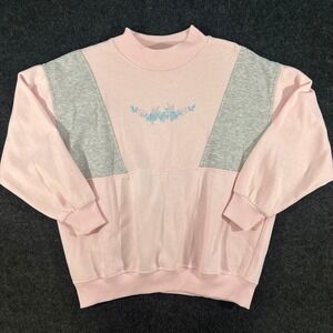 Great Northwest Sport Sweatshirt Womens L Pink Floral Vintage 90s Colorblock